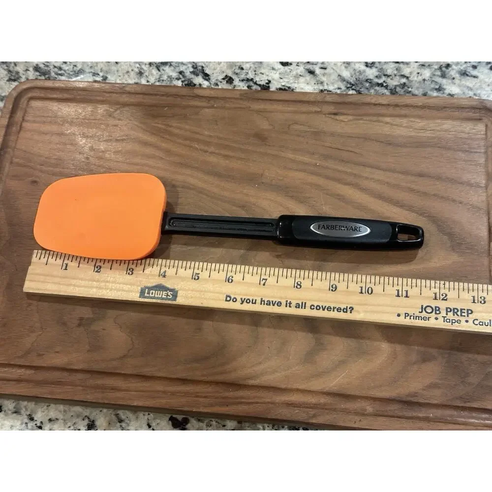 Farberware Orange Silicone Spatula Black Plastic Handle Cooking Utensil